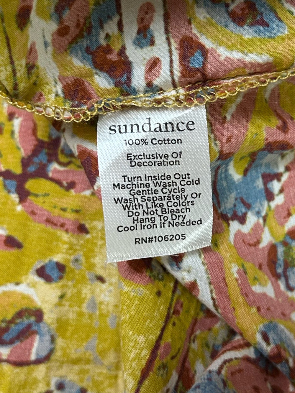 Sundance Mustard Paisley Button-Front Cotton Blouse XXL - Picture 9 of 9